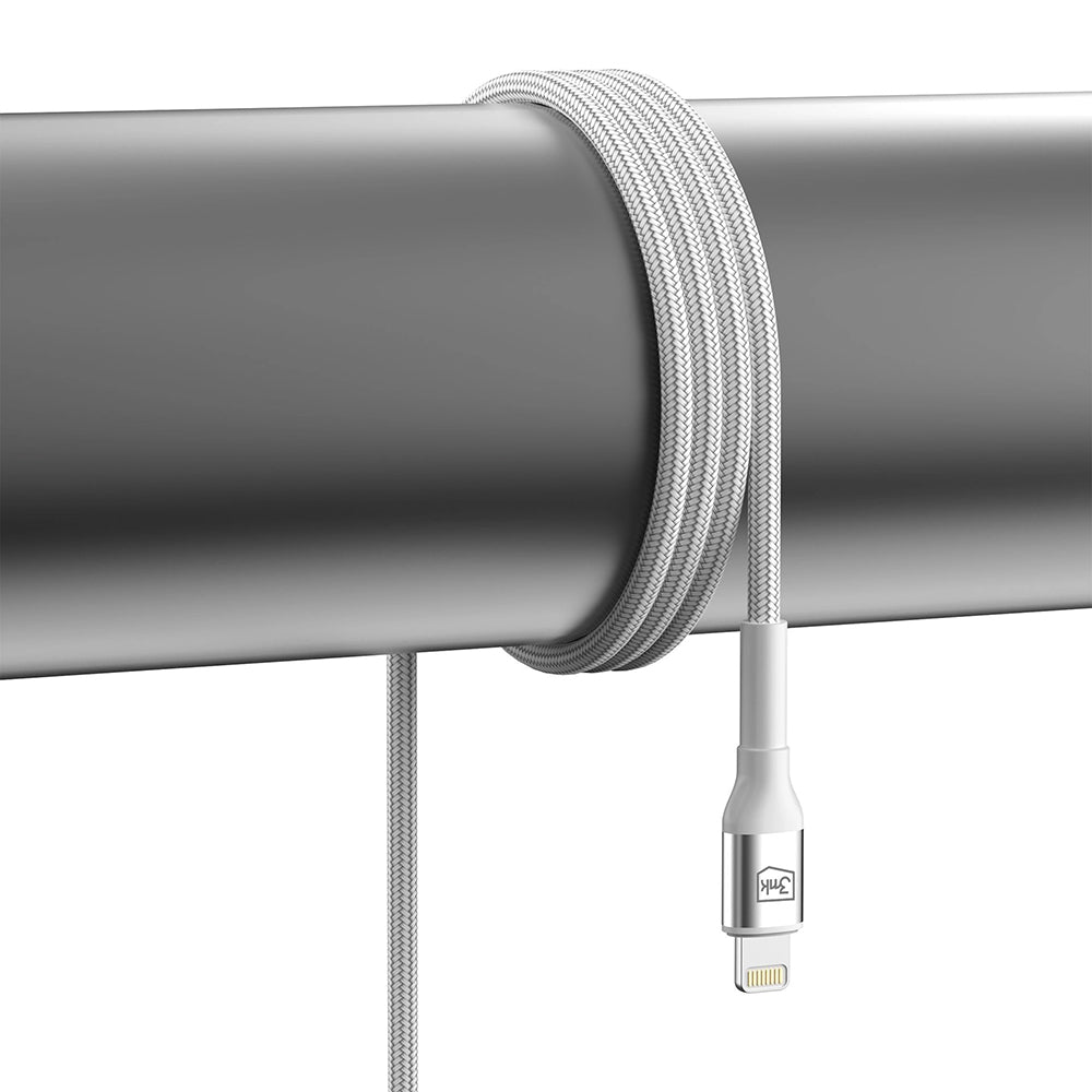 USB-C - Lightning 3MK Hyper N adat- és töltőkábel, 20W, 1m, fehér