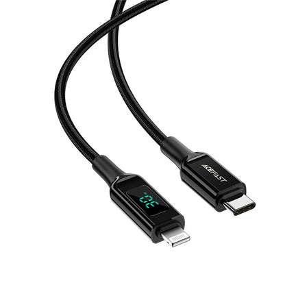 USB-C - Lightning Acefast C6-01 Display adat- és töltőkábel, 20W, 1.2m, Fekete