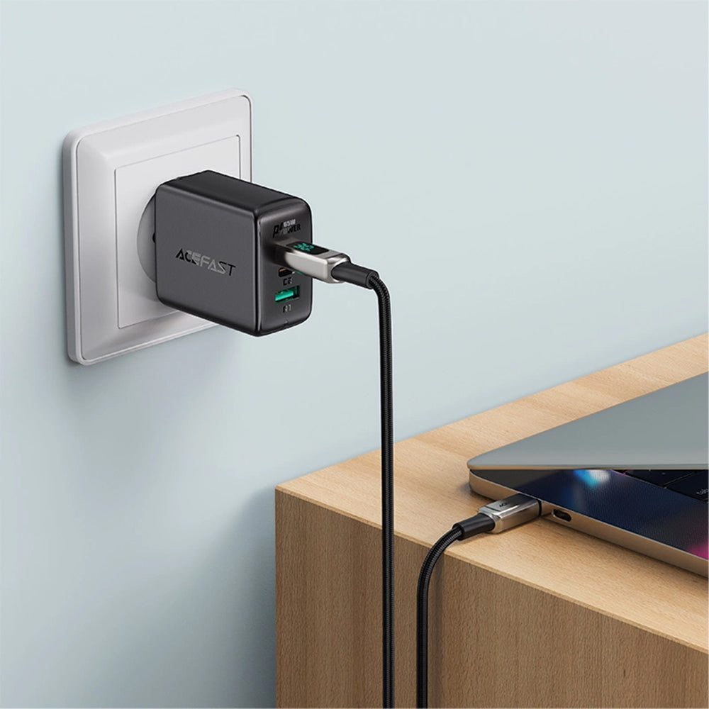 USB-C - Lightning Acefast C6-01 Display adat- és töltőkábel, 20W, 1.2m, Fekete