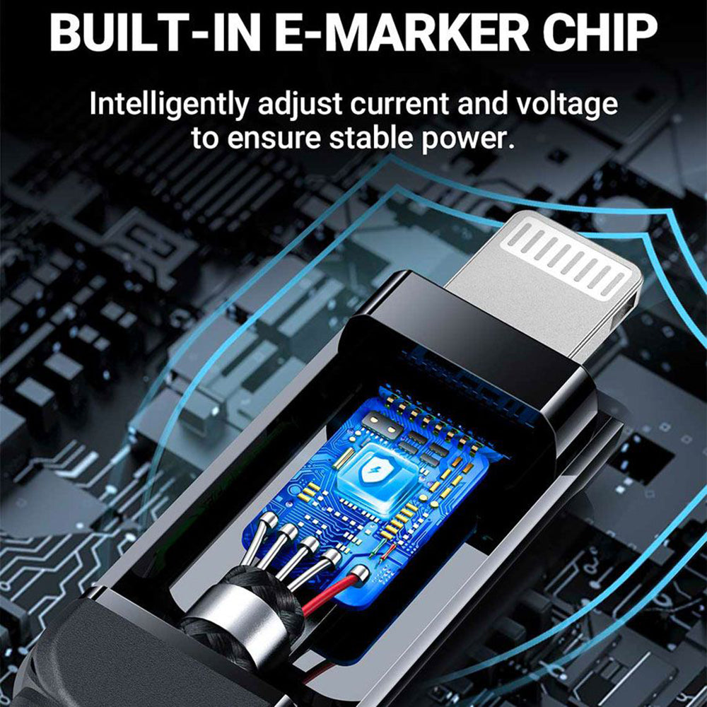 USB-C - Lightning Acefast C6-01 Display adat- és töltőkábel, 20W, 1.2m, Fekete