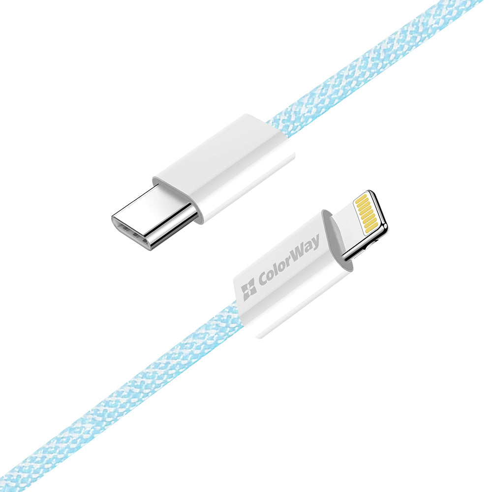 USB-C - Lightning adat- és töltőkábel ColorWay CW-CBPDCL061, 27W, 1m, Kék