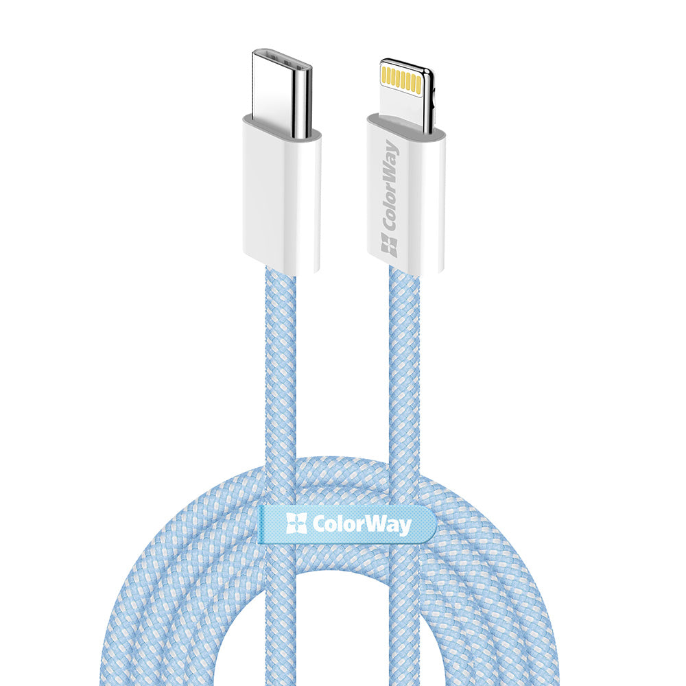 USB-C - Lightning adat- és töltőkábel ColorWay CW-CBPDCL061, 27W, 1m, Kék
