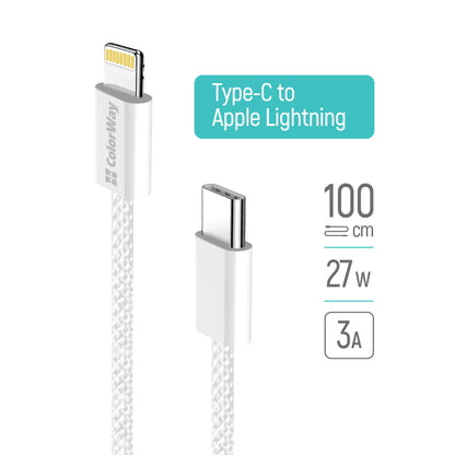 USB-C - Lightning adat- és töltőkábel ColorWay CW-CBPDCL061, 27W, 1m, szürke