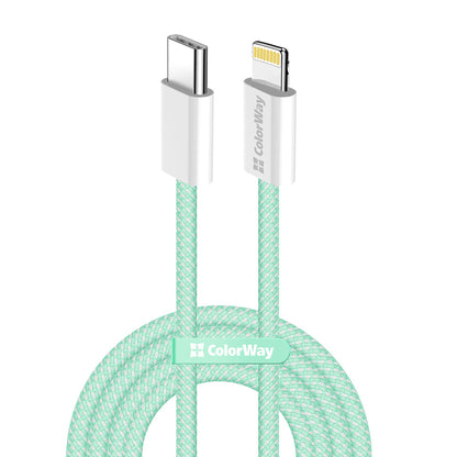 USB-C - Lightning adat- és töltőkábel ColorWay CW-CBPDCL061, 27W, 1m, Zöld