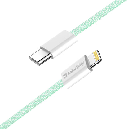 USB-C - Lightning adat- és töltőkábel ColorWay CW-CBPDCL061, 27W, 1m, Zöld