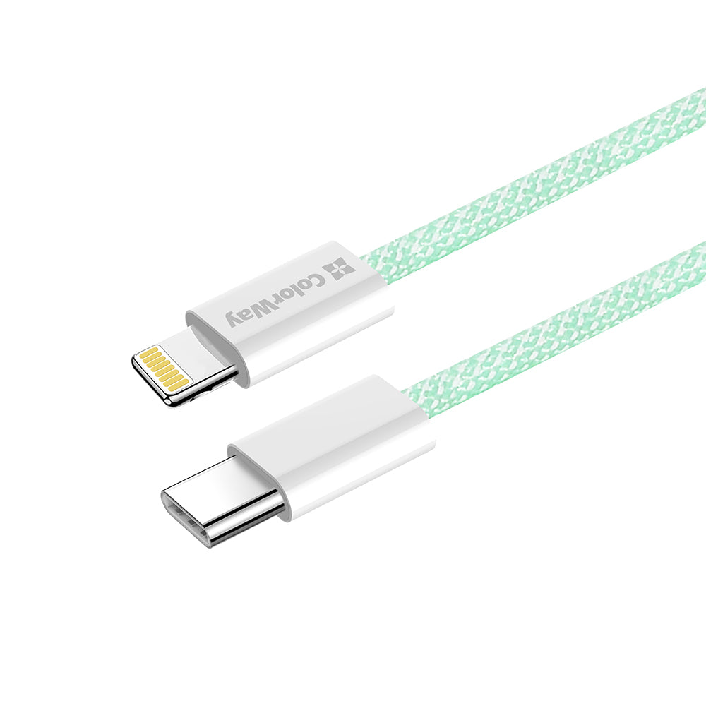 USB-C - Lightning adat- és töltőkábel ColorWay CW-CBPDCL061, 27W, 1m, Zöld