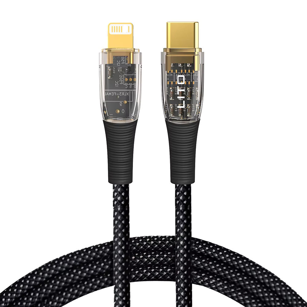 USB-C - Lightning Lito LD01 adat- és töltőkábel, 27W, 1.2m, Fekete