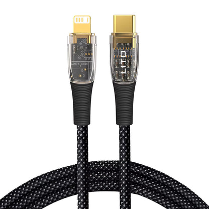 USB-C - Lightning Lito LD01 adat- és töltőkábel, 27W, 1.2m, Fekete