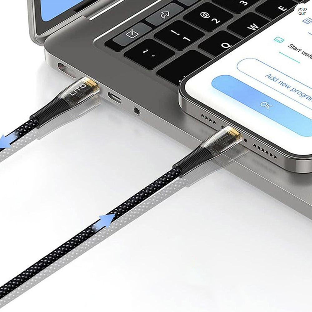 USB-C - Lightning Lito LD01 adat- és töltőkábel, 27W, 1.2m, Fekete