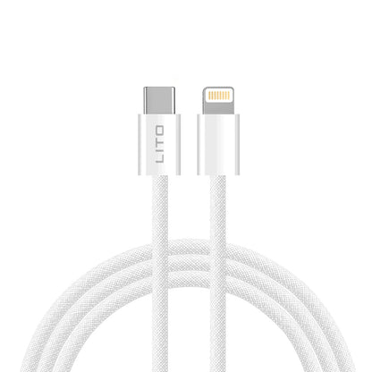 USB-C - Lightning Lito LD04CL adat- és töltőkábel, 27W, 2m, fehér