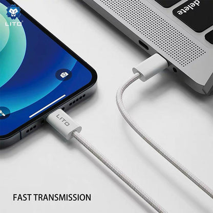 USB-C - Lightning Lito LD04CL adat- és töltőkábel, 27W, 2m, fehér