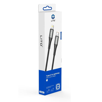 USB-C - Lightning Lito LD08CL adat- és töltőkábel, 27W, 1m, Fekete