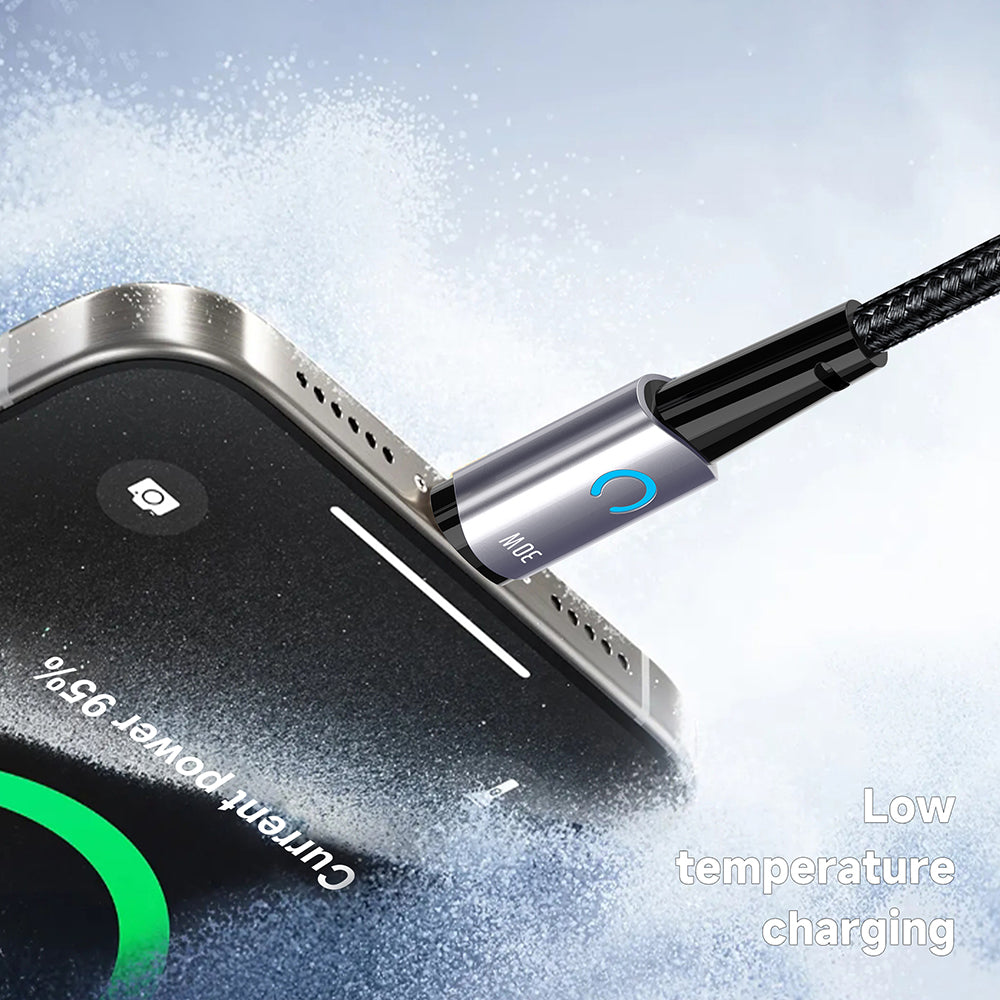 USB-C - Lightning Lito LD10CL adat- és töltőkábel, 30W, 1m, Fekete