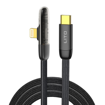 USB-C - Lightning Lito LD11CL adat- és töltőkábel, 30W, 1m, Fekete