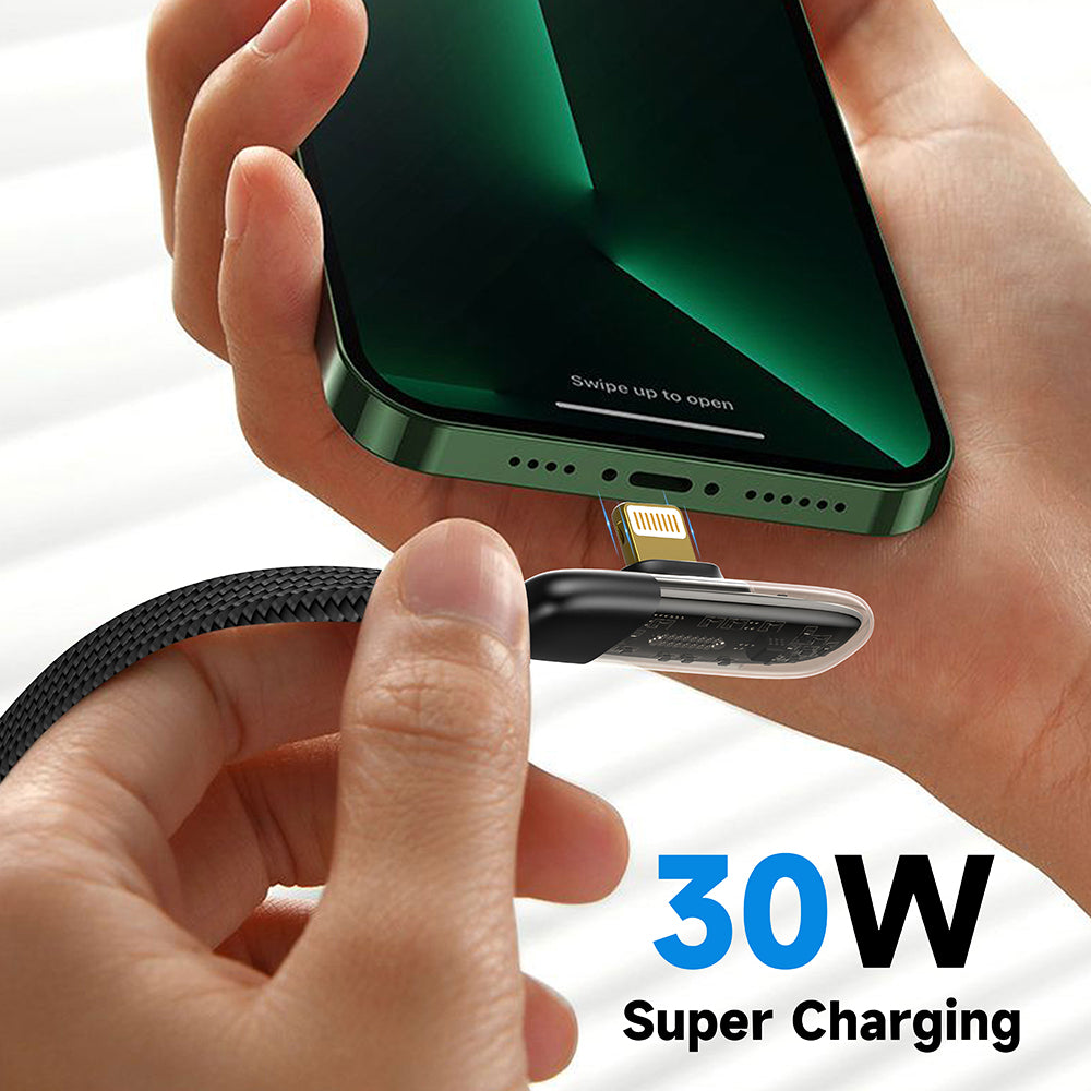 USB-C - Lightning Lito LD11CL adat- és töltőkábel, 30W, 1m, Fekete