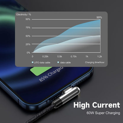 USB-C - Lightning adat- és töltőkábel Lito LD13CL, 30W, 1m, fekete