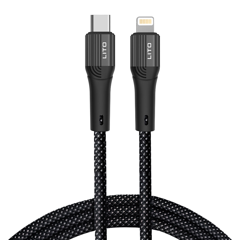 USB-C - Lightning Lito LD14CL adat- és töltőkábel, 30W, 1m, Fekete