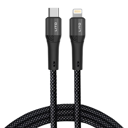 USB-C - Lightning Lito LD14CL adat- és töltőkábel, 30W, 1m, Fekete