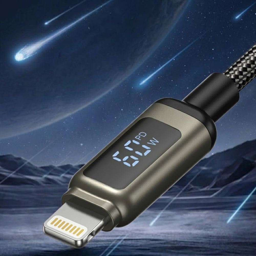 USB-C - Lightning Lito LD15 Display adat- és töltőkábel, 27W, 1m, Fekete