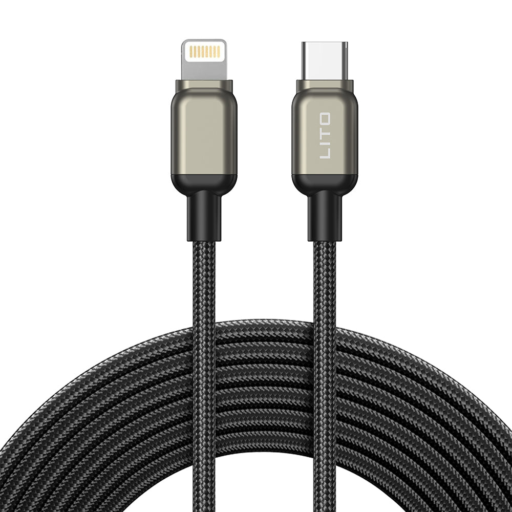 USB-C - Lightning Lito LD17 adat- és töltőkábel, 20W, 1m, Fekete