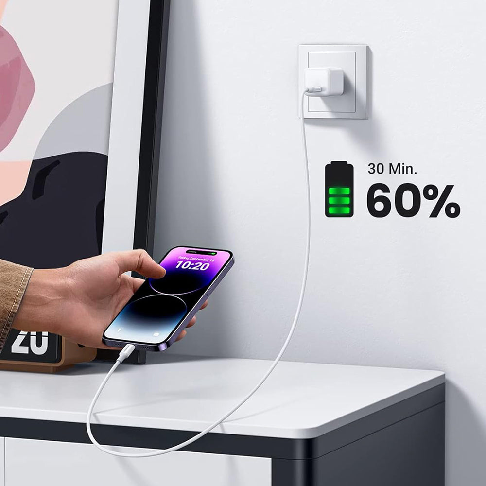 USB-C - Lightning UGREEN US171 (10493) adat- és töltőkábel, 20W, 1m, Fehér