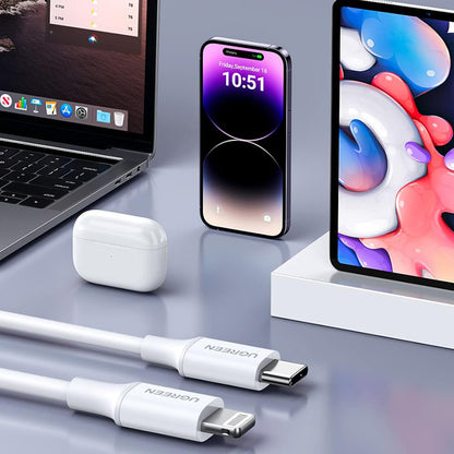 USB-C - Lightning UGREEN US171 (10493) adat- és töltőkábel, 20W, 1m, Fehér