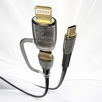 USB-C - Lightning / USB-C Lito LD12 adat- és töltőkábel, 60W, 1.2m, Fekete