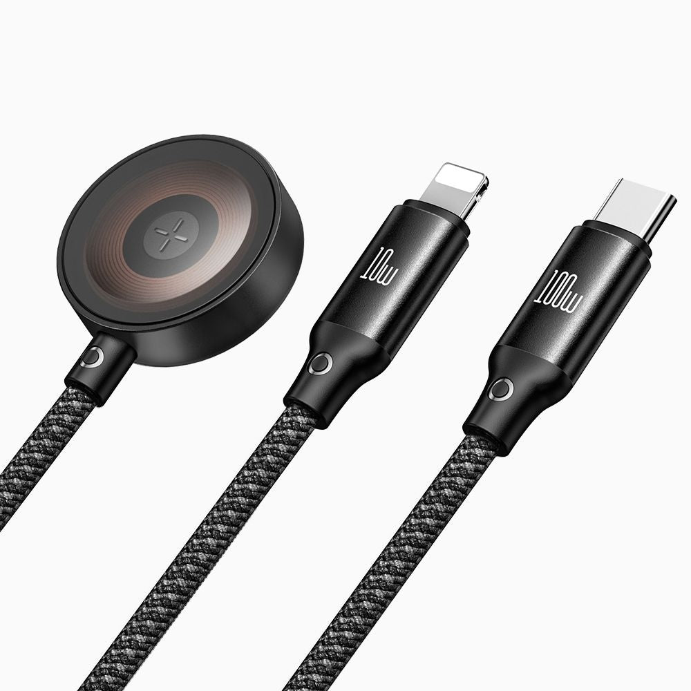 USB-C - Lightning / USB-C / QI McDodo CA-4940 3in1 Charging Cable, 100W, 1.2m, Black