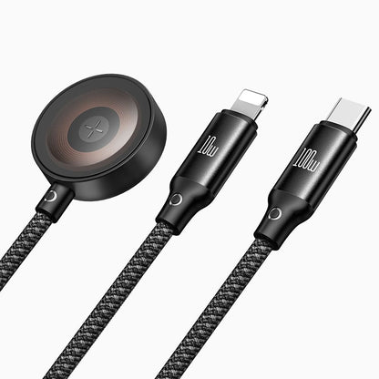 USB-C - Lightning / USB-C / QI McDodo CA-4940 3in1 Charging Cable, 100W, 1.2m, Black