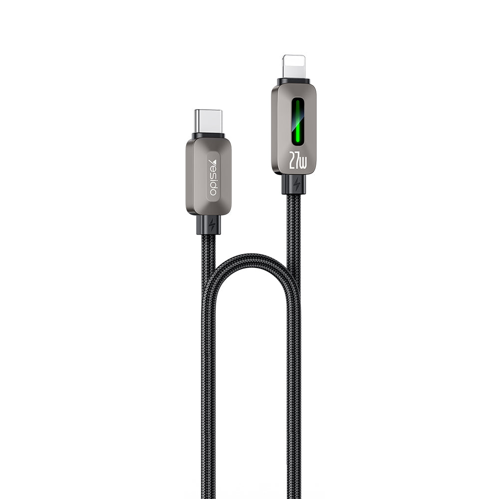 USB-C - Lightning adat- és töltőkábel Yesido CA199, 27W, 1,2m, fekete