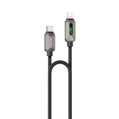 USB-C - Lightning adat- és töltőkábel Yesido CA199, 27W, 1,2m, fekete