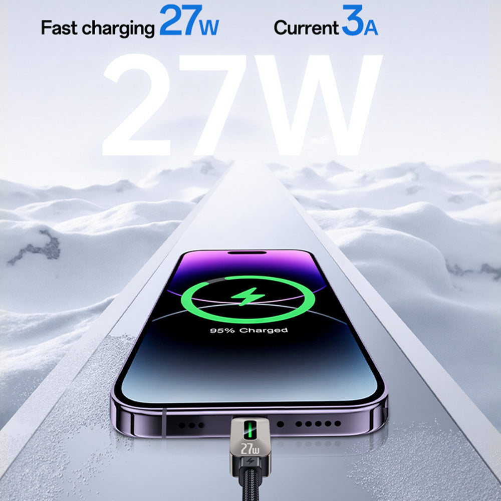 USB-C - Lightning adat- és töltőkábel Yesido CA199, 27W, 1,2m, fekete