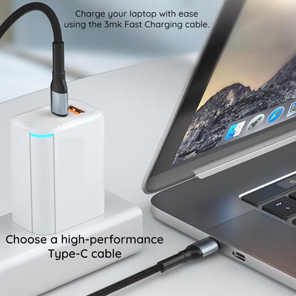 USB-C adat- és töltőkábel - USB-C 3MK Hyper N Thunderbolt 4, 240W, 1m, fekete
