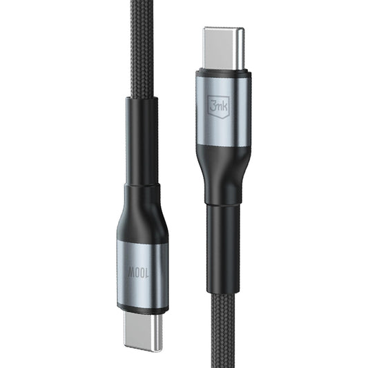 USB-C adat- és töltőkábel - USB-C 3MK Hyper N, 100W, 3m, fekete
