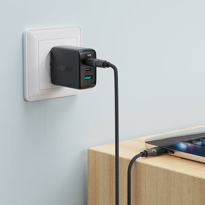 USB-C - USB-C Acefast C10-03 adat- és töltőkábel, 60W, 1.2m, Fekete