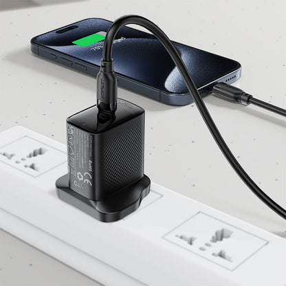USB-C - USB-C Acefast C16-03 adat- és töltőkábel, 60W, 1.2m, Fekete