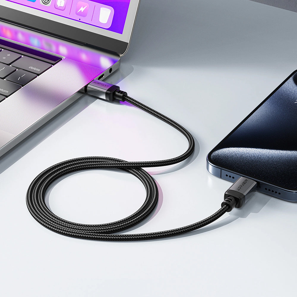 USB-C - USB-C Acefast C20-03 adat- és töltőkábel, 60W, 1.2m, Fekete