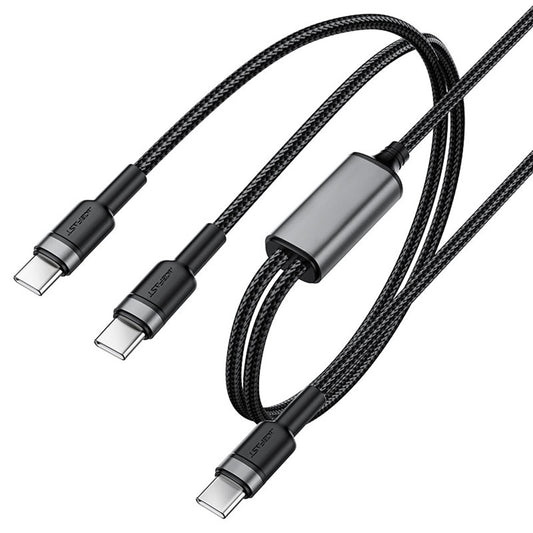 USB-C adat- és töltőkábel - 2 x USB-C Acefast C22-02, 100W, 1.25m, Fekete