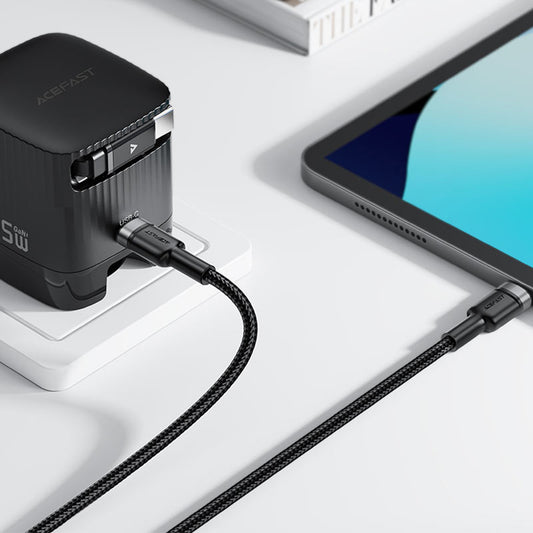 USB-C adat- és töltőkábel - 2 x USB-C Acefast C22-02, 100W, 1.25m, Fekete