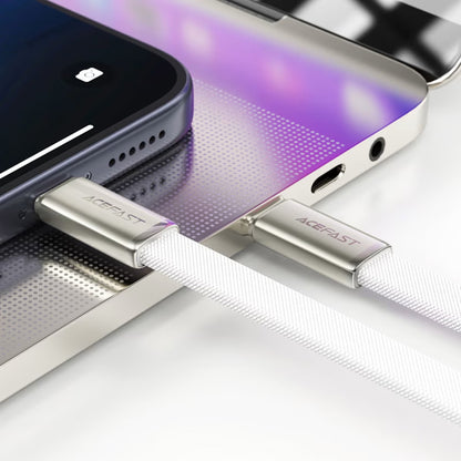 USB-C - USB-C Acefast C24-03 adat- és töltőkábel, 60W, 1.2m, Fehér