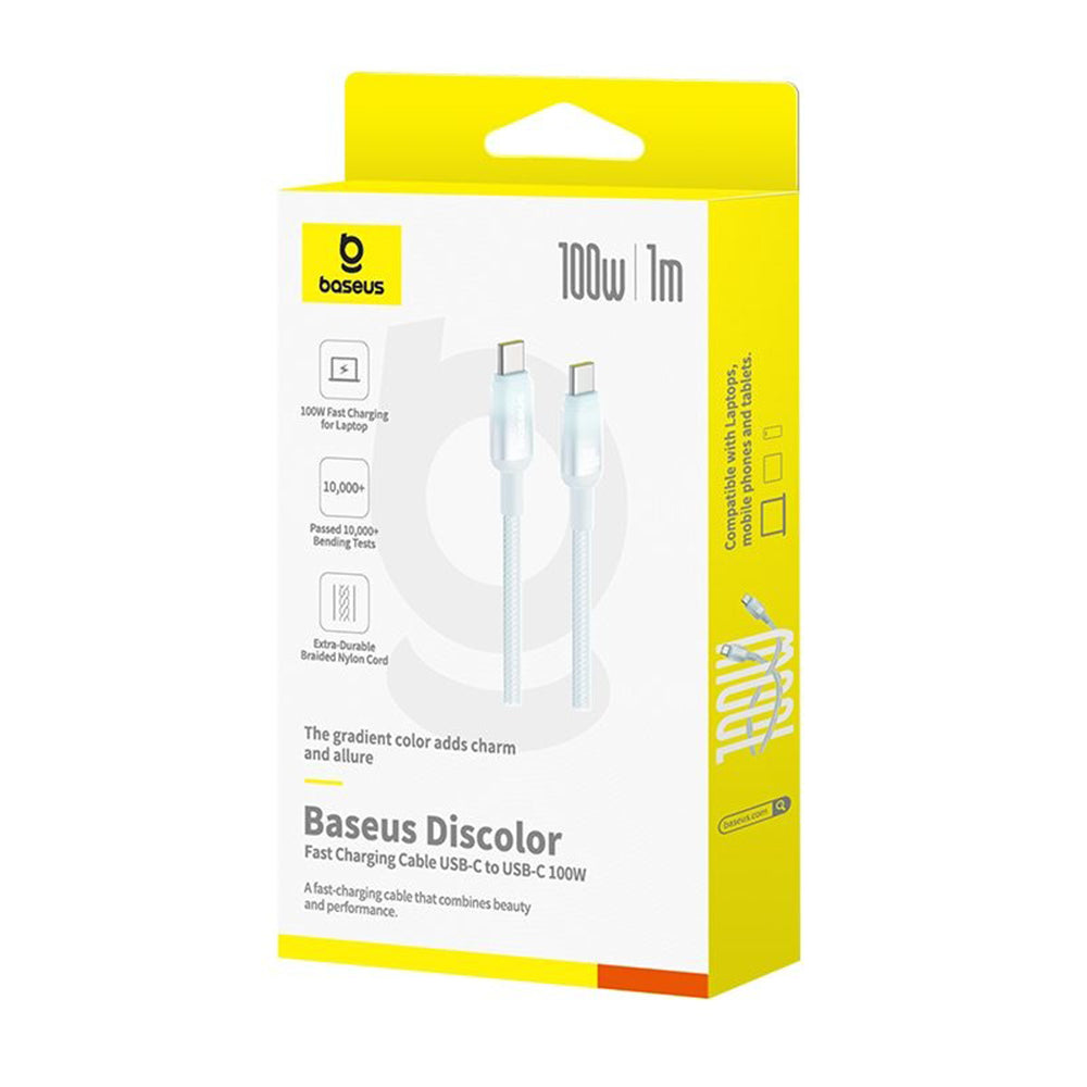 USB-C - USB-C Baseus Discolor adat- és töltőkábel, 100W, 2m, Kék-Zöld E0420703