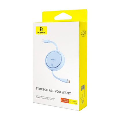 USB-C - USB-C Baseus Free2Draw Mini Retractable adat- és töltőkábel, 100W, 1m, kék P10364500311-00