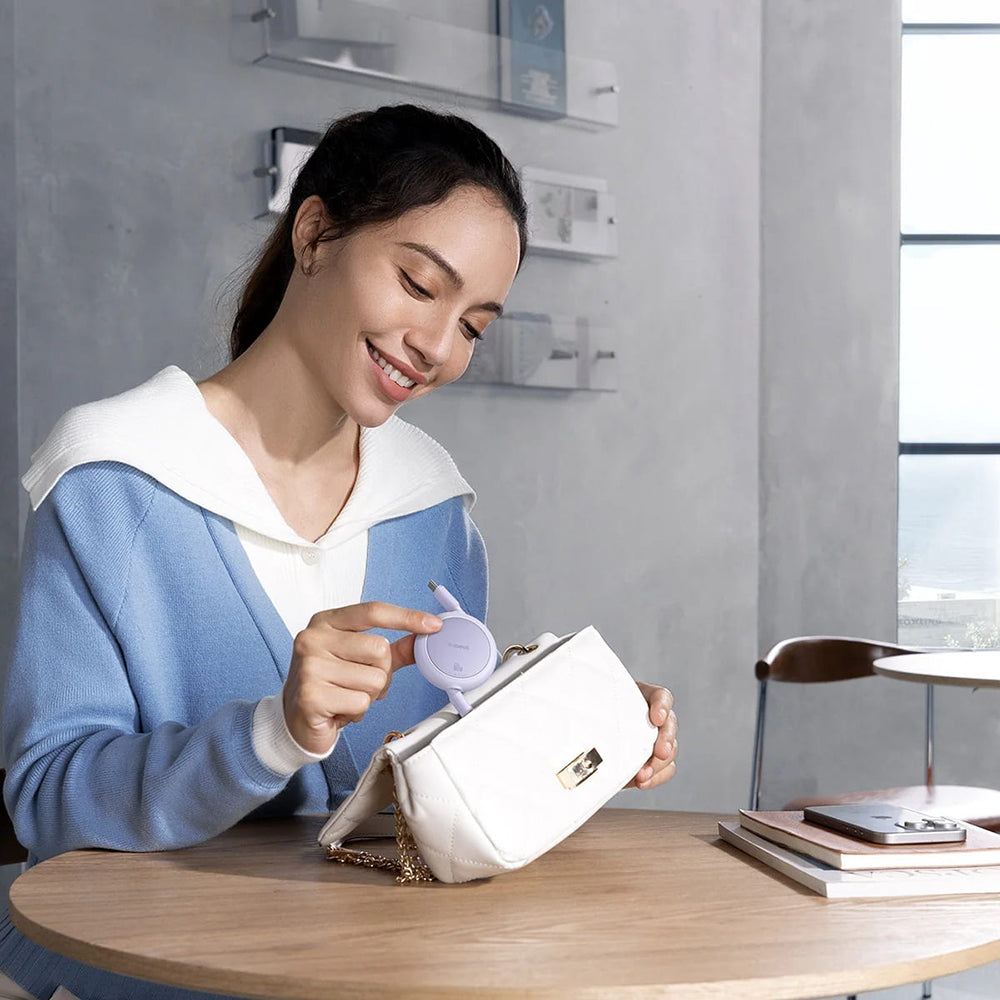 USB-C - USB-C Baseus Free2Pull Mini Retractable adat- és töltőkábel, 60W, 1m, Lila P10364500511-01