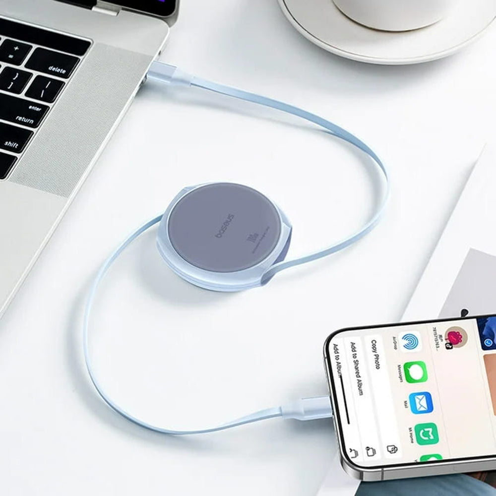 USB-C - USB-C Baseus Pathfinder Retractable adat- és töltőkábel, 100W, 1m, kék P10368400311-00