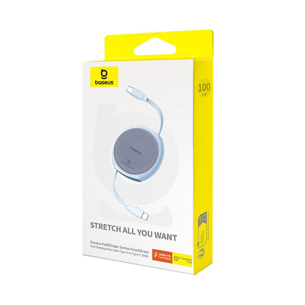 USB-C - USB-C Baseus Pathfinder Retractable adat- és töltőkábel, 100W, 1m, kék P10368400311-00