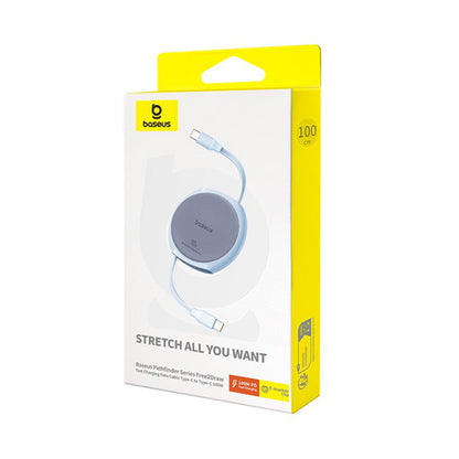 USB-C - USB-C Baseus Pathfinder Retractable adat- és töltőkábel, 100W, 1m, kék P10368400311-00