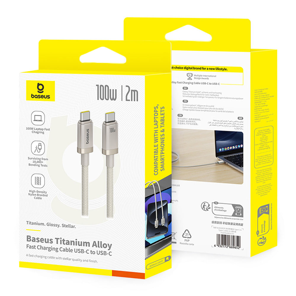 USB-C - USB-C Baseus Titanium adat- és töltőkábel, 100W, 2m, ezüst P10378100G21-01