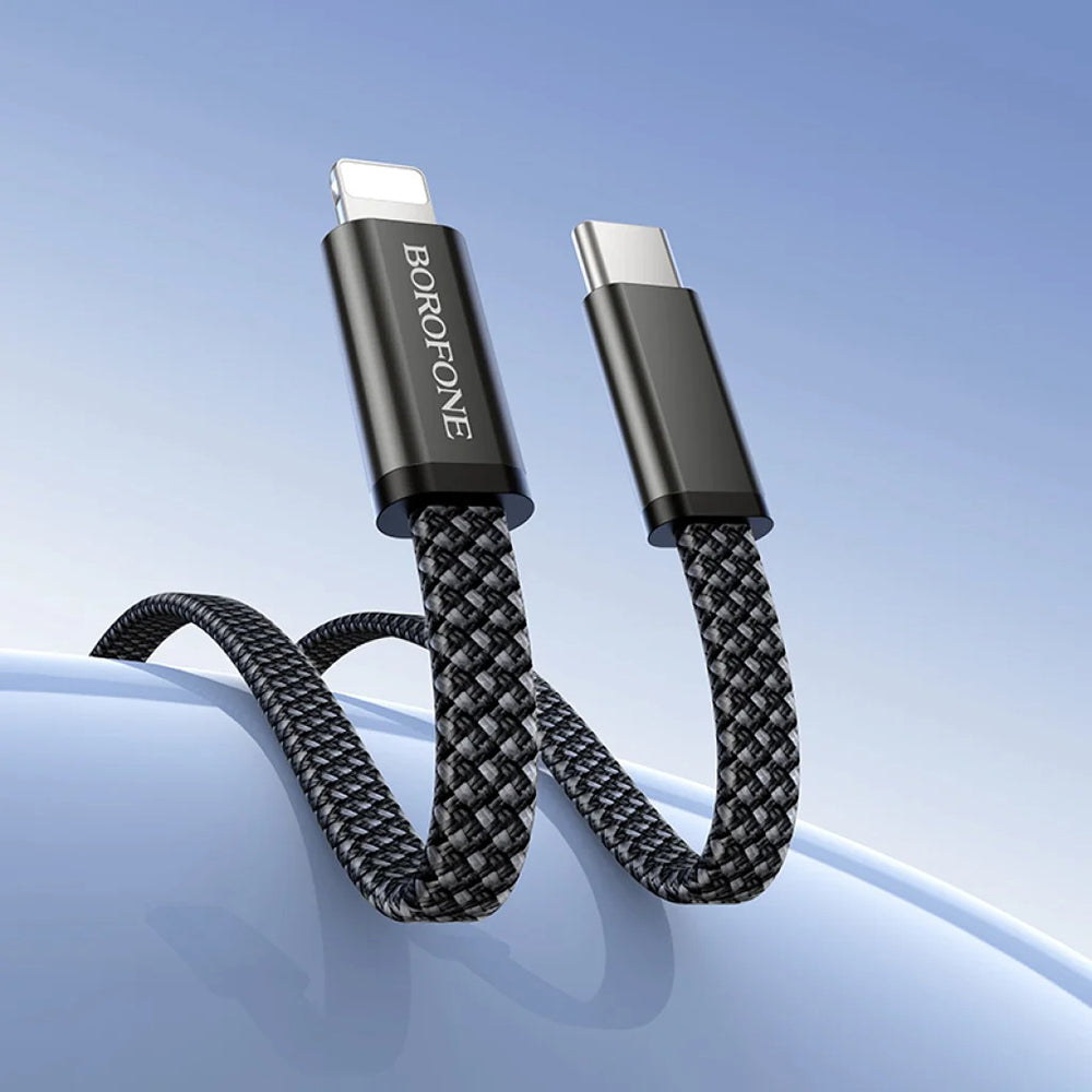 USB-C adat- és töltőkábel - USB-C Borofone BX124 Peace, 30W, 1m, fekete