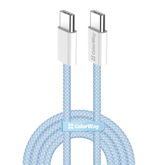 USB-C adat- és töltőkábel - USB-C ColorWay CW-CBPDCC061, 60W, 1m, Kék