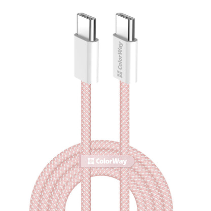 USB-C - USB-C adat- és töltőkábel ColorWay CW-CBPDCC061, 60W, 1m, Rózsaszín